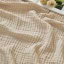 EMME Cotton Muslin Twin Blanket Breathable Gauze Soft Lightweight Blankets Adults Gifts for Women (Beige, 60"x80")