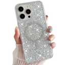 Sparkly for iPhone 16 Pro Max Case Glitter Compatible with MagSafe Shockproof Bling Phone Cover for Girls Speck iPhone 16 Pro Max Case Magnetic 6.9" (Twinkle Stardust, for iPhone 16 Pro Max 6.9")