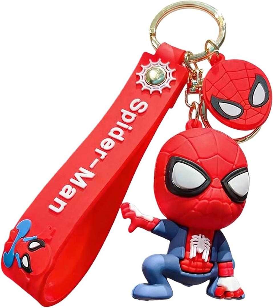 Spider Keychain, Cute Backpack Keychain,Kawaii Key Chain Wristlet Car Charms (Red)