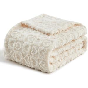 Throw Blanket for Couch-Cream  Boho Throw Blanket, Soft Fleece Plush Lightweight Blankets&Throws for Woman, Fuzzy Decorative Blankets for Livingroom Bed Sofa Chair(50x60in,Cream), 2 Pieces