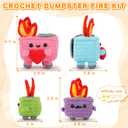 Crochet Kit for Beginners, 4PCS Dumpster Fire Crochet Starter Kit with Step-by-Step Video Tutorials, Emotional Positive Support Beginner Crochet Kits for Adults Women, Funny Crochet Gifts Valentine (Blue Pink Purple Green)
