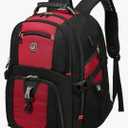 Extra Large 50L Travel Laptop Backpack with USB Charging Port, College High School Backpack Airline Approved Business Work Bag Fit 17 Inch Laptops for Men Women,Red