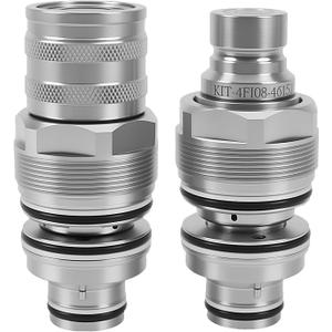 6679837 6680018 Male & Female Flat Face Hydraulic Couplers 46mm, Hydraulic Quick Connect Fittings Compatible with Bobcat T140 T190 T250 T450 753 763 773 A220 A300 A770 S130 S150