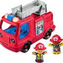 Fisher-Price Little People Toddler Toy Fire Truck Musical Push-Along Vehicle with 2 Figures for Pretend Play Ages 1+ Years