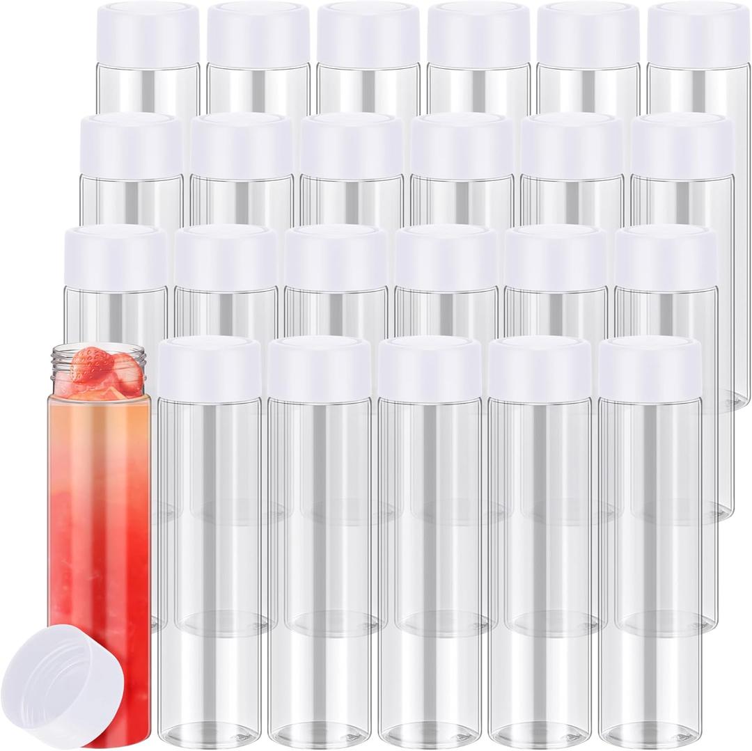 Zhehao 24 Pcs 13.5 oz 400 ml Plastic Juice Bottles with Caps Reusable Sensory Bottles with White Lids Bulk Water Empty Clear Drink Containers for Storing Beverages Smoothie Milk Tea