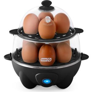Dash Deluxe Egg Cooker  Boiler, Poacher & Steamer  Includes Measuring & Recipe Guide  Dishwasher Safe  BPA Free  Holds 12 Eggs, Black
