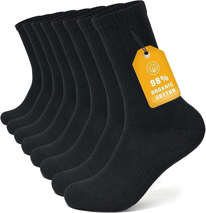 Brula Mens 98% Cotton Cushioned Crew socks, Moisture-wicking Breathable Soft Athletic Performance Boot Socks, L/XL