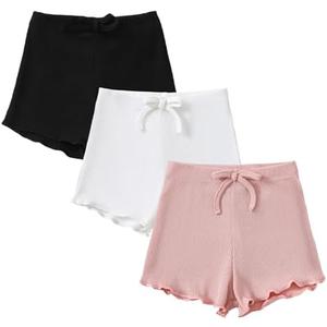 SOBOWO Toddler Girl Shorts Ribbed 3 Pack Baby Girls Solid Soft Elastic Waist Casual Playing Shorts Summer Short Pants XXL
