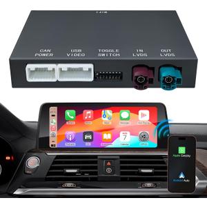 Wireless CarPlay Android Auto Retrofit Kit Decoder Box for BMW NBT System 1/2/ 3/4/ 5/6 7 Series X3/ X4 /X5/ X6 2012-2016, Support Android Auto, Mirror Link,Backup Camera, GPS, Siri, YouTube