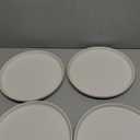 LIANYU Dinner Plates Set of 4, 10.5 Inch Stoneware Plate for Kitchen Dining, Large & Round Ceramic Salad Dishes Set, Microwave, Oven & Dishwasher Safe, Scratch Resistant, Stackable, Snowy White