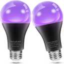 L LOHAS LED UV Black Light Bulbs, Halloween 12W A19 UV Blacklight, 100 Watt Equivalent, UVA Level 385-400nm Wavelength, Glow in The Dark for Body Art Paint, Fluorescent Poster, Neon Glow Party, 2 Pack