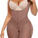 FeelinGirl Fajas Colombianas Moldeadoras Butt Lifting Shapewear Tummy Control Postpartum Faja Body Shaper with Zipper Crotch (Small, Sienna)