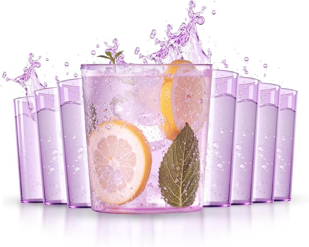 Liacere Plastic Drinking Glasses (Set of 12) 14 oz Purple Plastic Glasses ColorsKitchen Water Glasses Cup, Bar Tumbler Glassware Set for Beer, Juice, Cocktail, Whiskey, Milk for Valentines Day