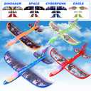 Fuwidvia 4 Pack Airplane Launcher Toys, 2 Flight Modes LED Foam Plane Toy for Boys, Outdoor Flying Toys Birthday Gifts for Boys Girl 4-12 Year Old (Red&green&orange&blue)