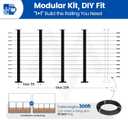 Muzata 15-20FT Modular Black Cable Railing Kit 42 Inch 4 Level Post Kit Complete Set Cable Railing System for Decks Length Adjustable Easy DIY with Paper User Guide (No Handrail) RWS2 BH4L