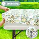 misaya Picnic Table Cover with Bench Cover, Waterproof Elastic Fitted Tablecloth for 5 Foot Tables, Rectangle Washable Polyester Tablecloths for Picnic, Camping, Outdoor (Paisley Flower, 30" x 60")