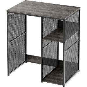 3-Tier Coffee Bar Cabinet with Mini Fridge Space, Heavy-Duty Rustic Grey Microwave Stand Baker Rack, Utility Storage Organizer Shelf for Home Kitchen Dorm, Slate Grey
