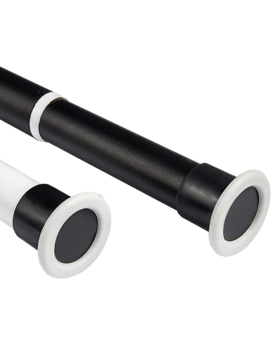 Shower Curtain Rod Telescopic Rod，160-210cm Made Stainless Steel Clothes Rail Without Drilling， Tension Rod Metal Rod Extendable Clothes Rail Pull Rod (Color : Black, Size : 160-210cm