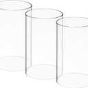Luxshiny 3Pcs Windproof Candle Cover - Transparent Glass Holder for Outdoor Use Cylindrical Design Ideal for Taper and Pillar Candle (10.00X6.00X6.00CM)