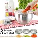 Wildone Mixing Bowls with Airtight Lids, 27 PCS Stainless Steel Nesting Bowls, with 3 Grater Attachments, Scale Mark & Non-Slip Bottom, Size 5, 4, 3, 2, 1.5, 1, 0.63QT, Ideal for Mixing & Prepping
