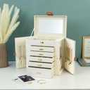 Jewelry Box for Women, 6-Layer Large Jewelry Holder Organizer Box with Mirror & 5 Drawers for Rings, Earrings, Necklaces, Bracelets,White