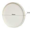 HofferRuffer Large Round Serving Tray 24'', Elegant Faux Leather Circle Ottoman Table Tray, Serve Tea Coffee Breakfast in Bedroom Living Room Kitchen (White, 24'')