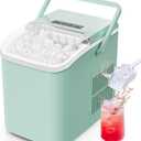 Sweetcrispy Countertop Ice Maker with Scoop, Basket and Handle, Portable Ice Machine 9 Ice Cubes Ready in 6 Mins, 26.5lbs in 24Hrs, 2 Sizes for Home Kitchen Office Bar Party, Green