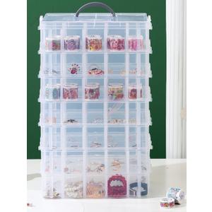 Gagee 7-Tier Craft Storage Organizer,Bead Organizer Box with 70 Adjustable Compartments,Stackable Storage Containers for Arts and Crafts, Toy, Threads,Fuse Beads, Washi Tapes,Hot Wheels,Clear