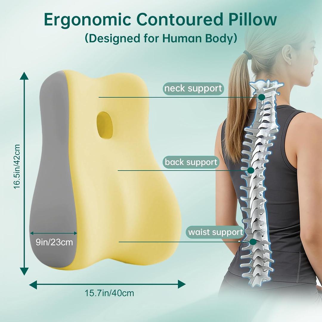 Memory Foam Wedge Pillow Intimacy Couples Pillow, Pregnant Ergonomic Contoured Position Pillow for Sleeping & Reading, Multi-Functional Bed Pillow Back Support Cushion Beige