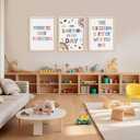 2 x 3pcs Motivational Classroom Posters Wall Art Rainbow Nursery Wall Decor Pictures Children's Affirmation Canvas Prints Paintings Bohemian Kids Room Artwork School Class Decor 810 Inch Unframed (Learn Every Day)