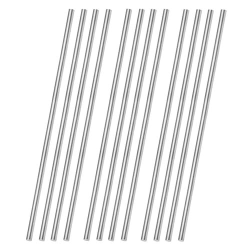 12 Pcs 304 Stainless Steel Round Rod,Phiowocx 1/8” x 12” Metal Solid Shaft Rods Bar,Smooth Steel Rods for DIY Craft Model,Industry,Metal Working Hobbies-Plane/Ship Model(3 x 305mm)
