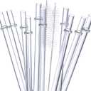 24 Pack, HIGHLY Transparent Reusable Plastic Straws with 4 Cleaning Brushes, 10.5 in Long Drinking Straws, Clear Replacement Straw for 16 24 30 32 OZ Tumblers, Cups, Jars, YETI, Starbucks - BPA FREE