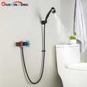 GUOYINDONG RV Shower Faucet, Camper Shower Faucet with Hose and Shower Head 4" ABS RV Shower Faucets Valve Replacement for RVs, Fifth Wheels, Motorhomes, Travel Trailers, Campers, Black