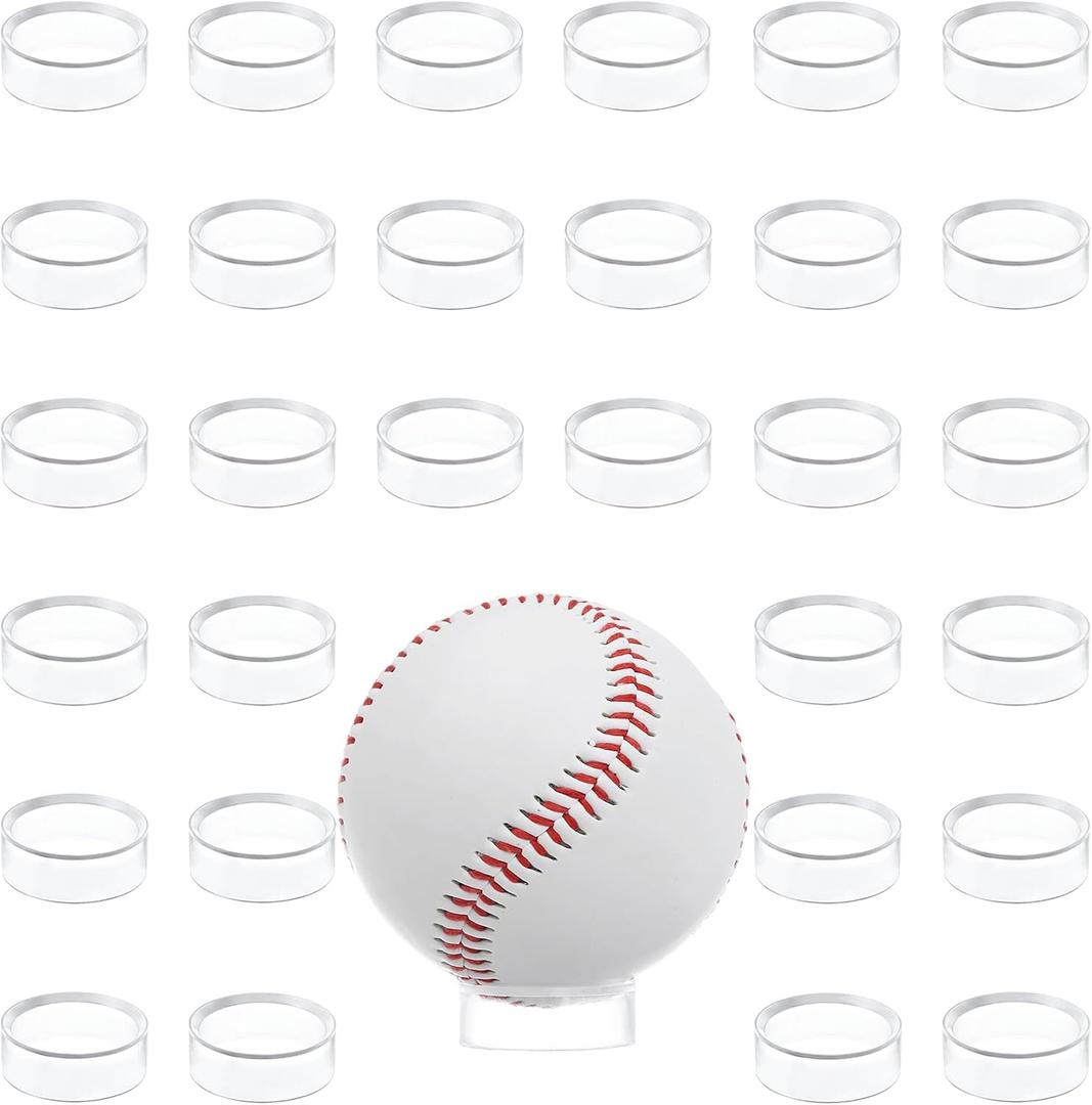 Party Zealot Wyn-MART Clear Baseball Stand Holder Rings (30 Pack) Round Acrylic Plastic Display 1.22 inches