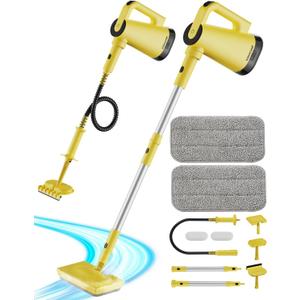 Steam Mops for Floor Cleaning, with 7-in-1 Attachments, 370ml Water Tank, 23ft Power Cord, Detachable Handheld Steamer for Cleaning Hardwood, Tile, Glass, and Ironing