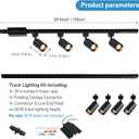 4-Light LED Track Lighting Kit with 3.3FT H Track Lighting Rails & Floating Canopy Connector, GU10 Track Light Kit, Modern Kitchen Track Lighting Fixtures Ceiling Spot Light, Black (No Bulbs)