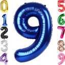 40 Inch Night Blue Number 9 Balloon, Giant 9 Number Balloons for 9th Birthday Decorations, Party Supplies for Baby Boy Girl, Night Blue Party Decor
