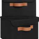 GRANNY SAYS Small Storage Bins with Lids, Small Storage Boxes, Shelf Baskets for Shelf, Collapsible Storage Bins for Living Room, Bedroom, 10x8x7 Inch, Black, 2-Pack