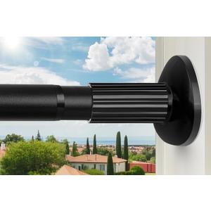 Tension Curtain Rod 51-165 Inch, Extra Long Curtain Rod No Drilling for Window or Bathroom, Outdoor Curtain Rods for Patio, Easy to Install, Never Rust, Rod Diameter 1.26 Inches-Black