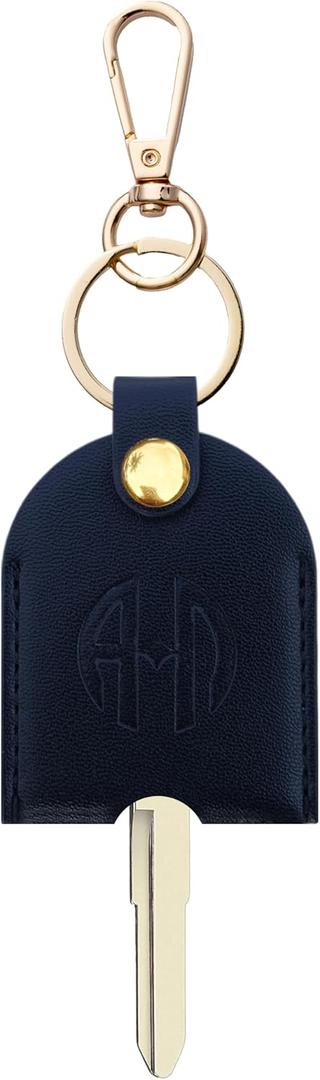 4 x Leather Keys Sleeve for Broken Car Key Loop Replacement, Keychain Cover Cute Protector and Holder for Men, Women (Black)