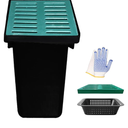 Large Drainage Catch Basin with Fiber Glass Grate and Debris Basket, French Drain Catch Basin with No Pre-Drilled Holes for Patios, Downspouts, Lawns, Municipal Plumbing (18x18x24 in)