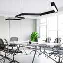 16FT LED Linear Light, 200W Pendant Light Fixtures, 0~10V Remote Switch, 3000K 4000K 6000K Color Changing Function, Combination Black Ceiling Shop Light, Suspended Office Lighting Fixture, 4.8m