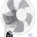 Mirdred Wall Mount Fan, 16 Inch 5 Blades 5 Speeds Wall Fan with Remote Control, 90 Degree 8 Hour Timer Oscillating Fan for Bedroom Home Kitchen Gym Yoga Pilates Studio Glass Sunshine Room (White)