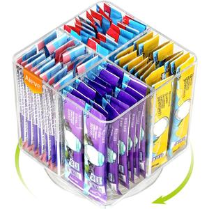 AIEVE Drink Packet Organizer, Lazy Susan Organizer for Water Flavor Packets, Drink Mix Rotating Turntable Sugar Packet Holder Container for Pantry Organizers and Storage, Square