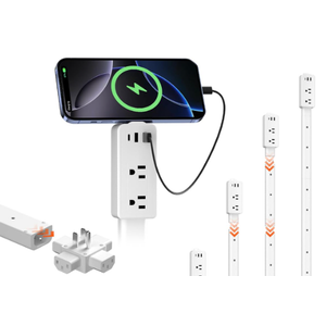 Electrical Outlet Extender Stick Black with 4Way Flat Plug | Extends 8"36" | Outlet Extender with 2AC Outlets, 2USBA & 1USBC Ports | Socket Expander Access HardtoReach Outlets Bed Sofa Behind