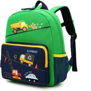 Car Dinosaur Kids Toddler Backpack for Boys and Girls Children Waterproof Preschool Bag(Green Bus)