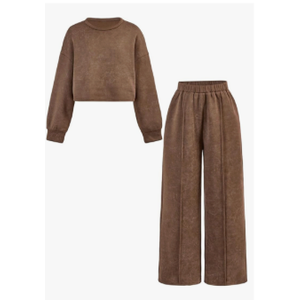 SweatyRocks Girl's Two Piece Outfits Bow Graphic Sweatsuit Cute Sweatshirt and Pants Sets