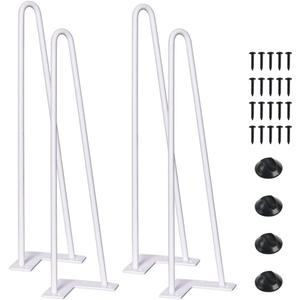 SMARTSTANDARD 14 Inch Heavy Duty Hairpin Furniture Legs, Metal Home DIY Projects for Nightstand, Coffee Table, Desk, etc with Rubber Floor Protectors White 4PCS