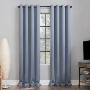 Sun Zero Nordic 2-pack Theater Grade Extreme 100% Blackout Grommet Curtain Panel Pair, 52" x 96", Haze