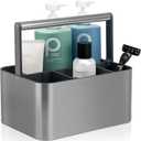 Portable Shower Caddy Basket Bin with Handle and Adjustable dividers for College Dorm, Large Plastic Bathroom Storage Organizer Tote,Gray (Silver / Grey)